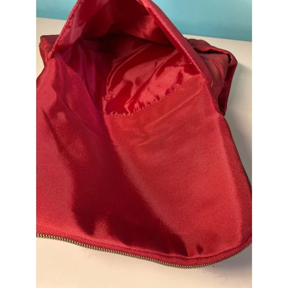 Travelon Womens Convertible Backpack Shoulder Bag Red Quilted Nylon RFID 11x11